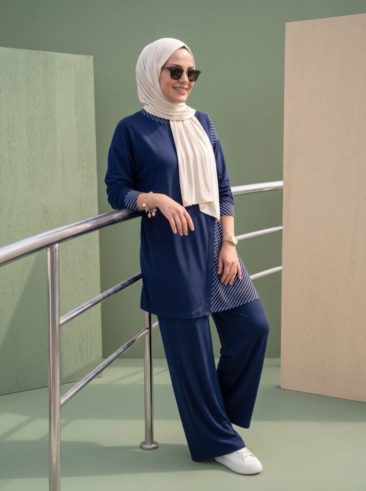 %100 PAMUK PENYE TAKIM LACİVERT