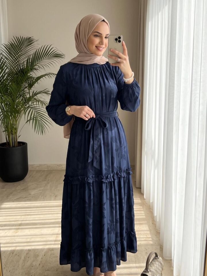 PARLA ELBİSE LACİVERT
