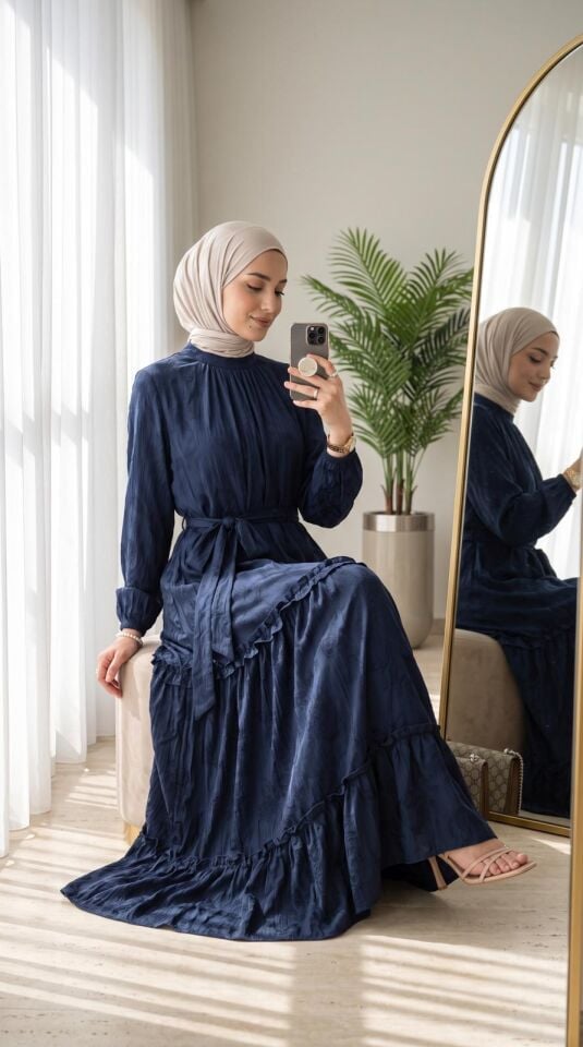 PARLA ELBİSE LACİVERT