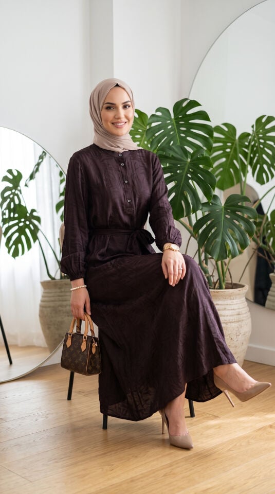 ELA ELBİSE KAHVE