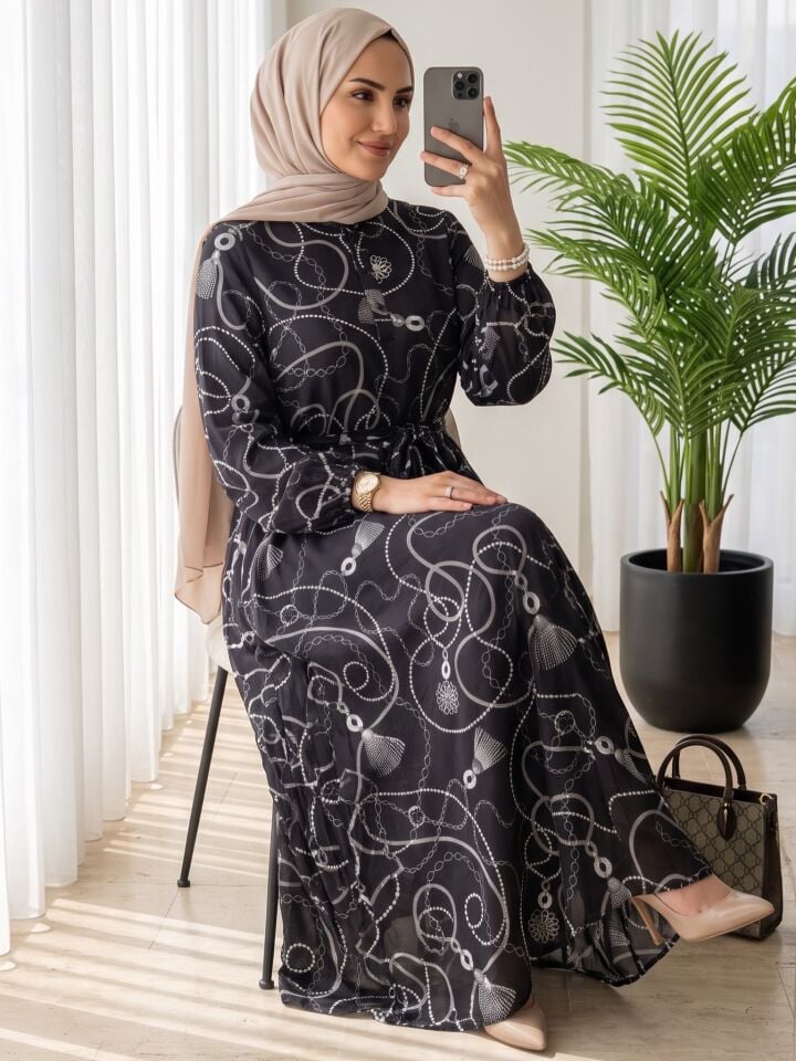 İTALYAN QUPRA KUMAŞ LİA ELBİSE SİYAH