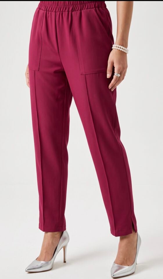 DOUBLE KREP  KUMAŞ PANTOLON  BORDO