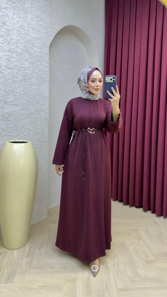 MİLA BASİC OYSHO KUMAŞ  ELBİSE BORDO