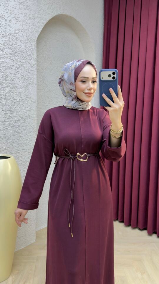 MİLA BASİC OYSHO KUMAŞ  ELBİSE BORDO
